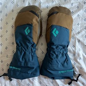 Black Diamond Mercury Mitts Women small blue with brown leather